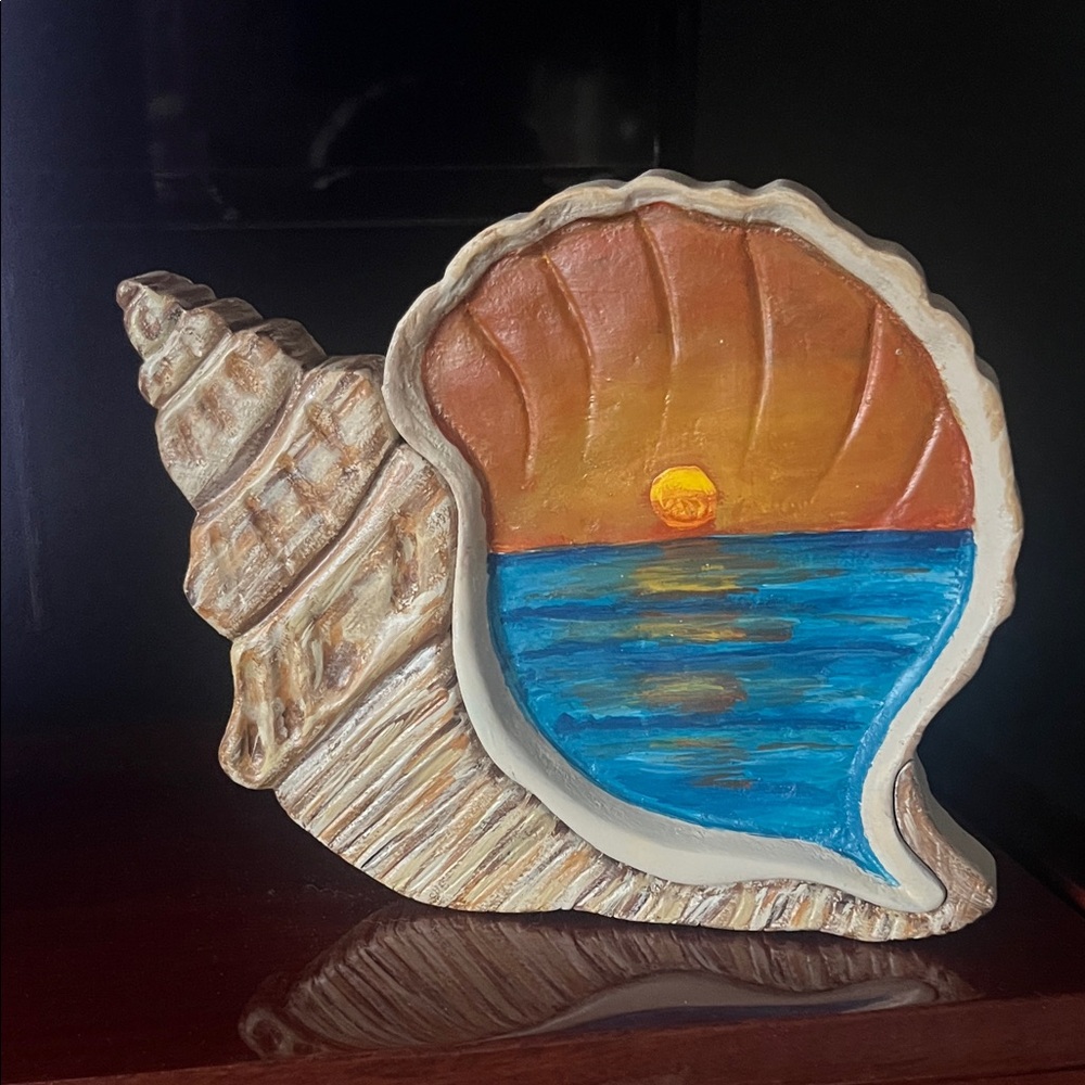 Handmade costalScene  Art, jewelry tray, costal decor, beach scene, shell art,